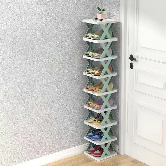 9Tier Narrow Entryway Shoe Rack Free Standing Vertical Shoe Organizer Plastic Shoes Storage Shelf Closet Hallway - DelightsDownSouth