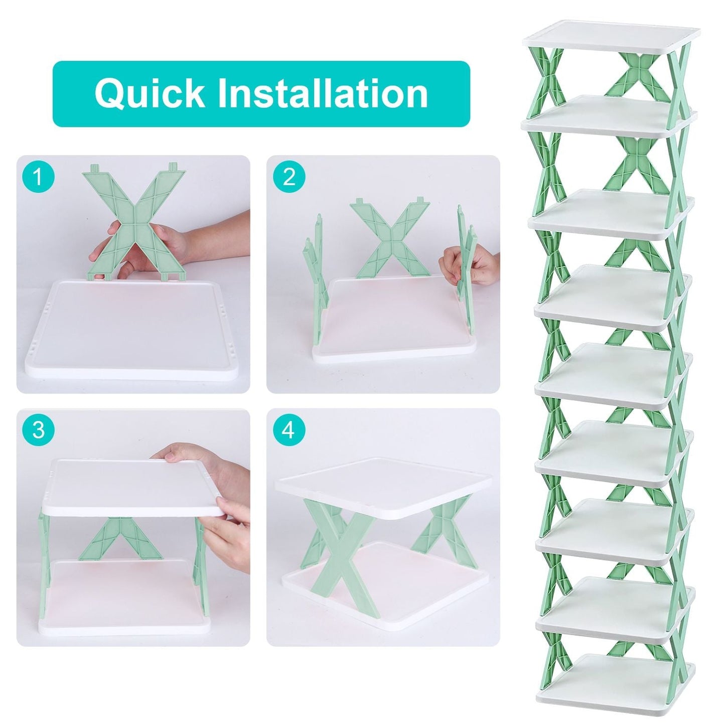 9Tier Narrow Entryway Shoe Rack Free Standing Vertical Shoe Organizer Plastic Shoes Storage Shelf Closet Hallway - DelightsDownSouth