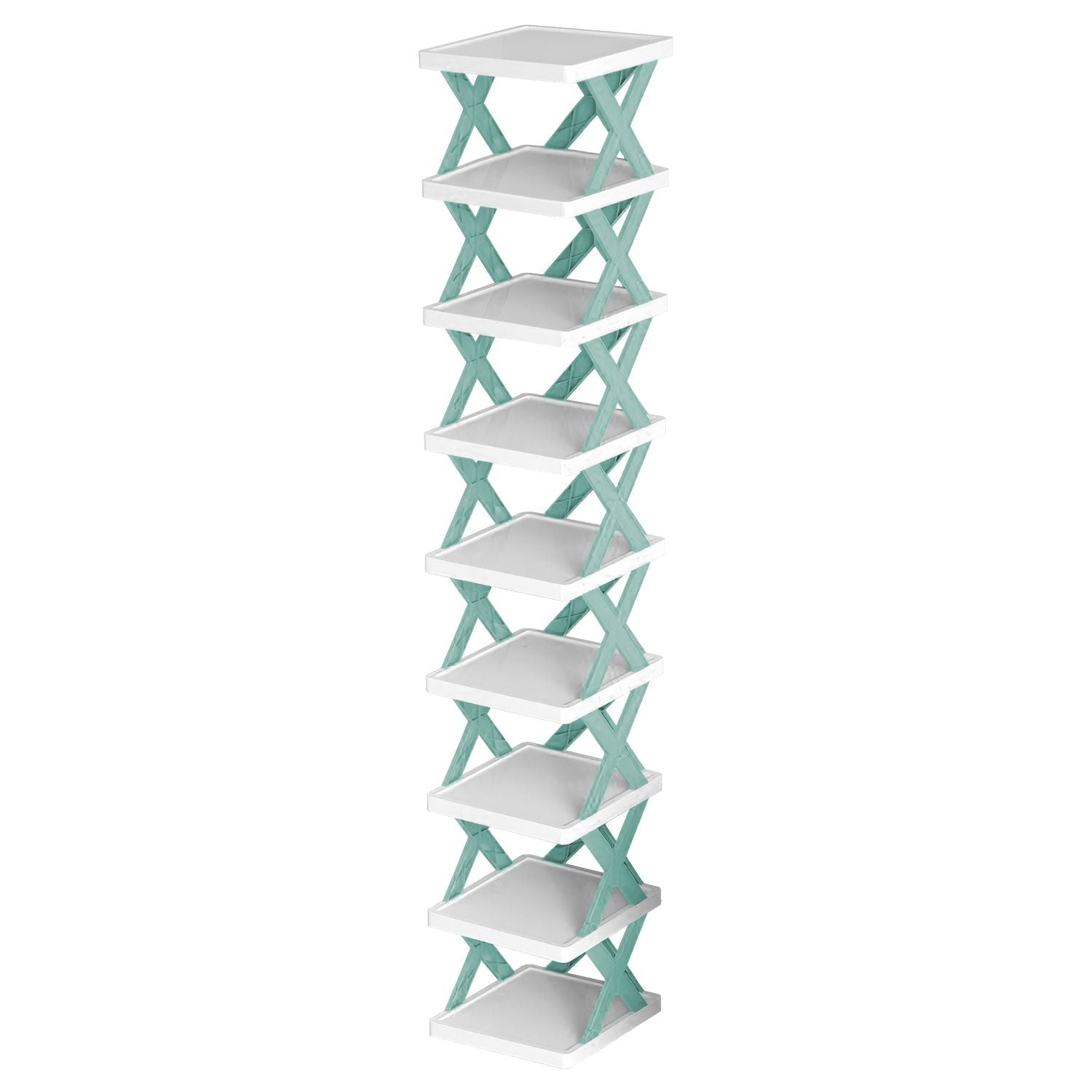 9Tier Narrow Entryway Shoe Rack Free Standing Vertical Shoe Organizer Plastic Shoes Storage Shelf Closet Hallway - DelightsDownSouth