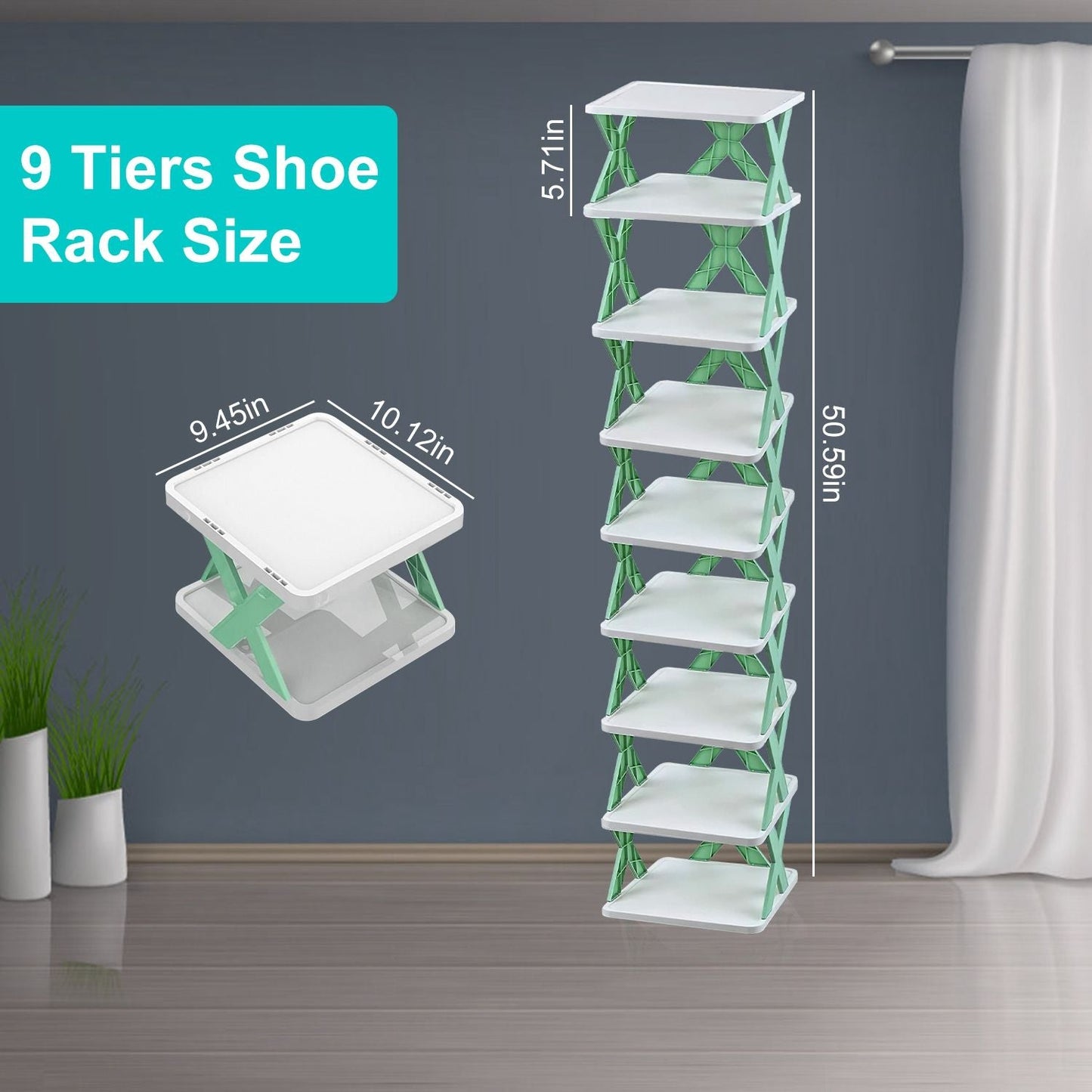 9Tier Narrow Entryway Shoe Rack Free Standing Vertical Shoe Organizer Plastic Shoes Storage Shelf Closet Hallway - DelightsDownSouth