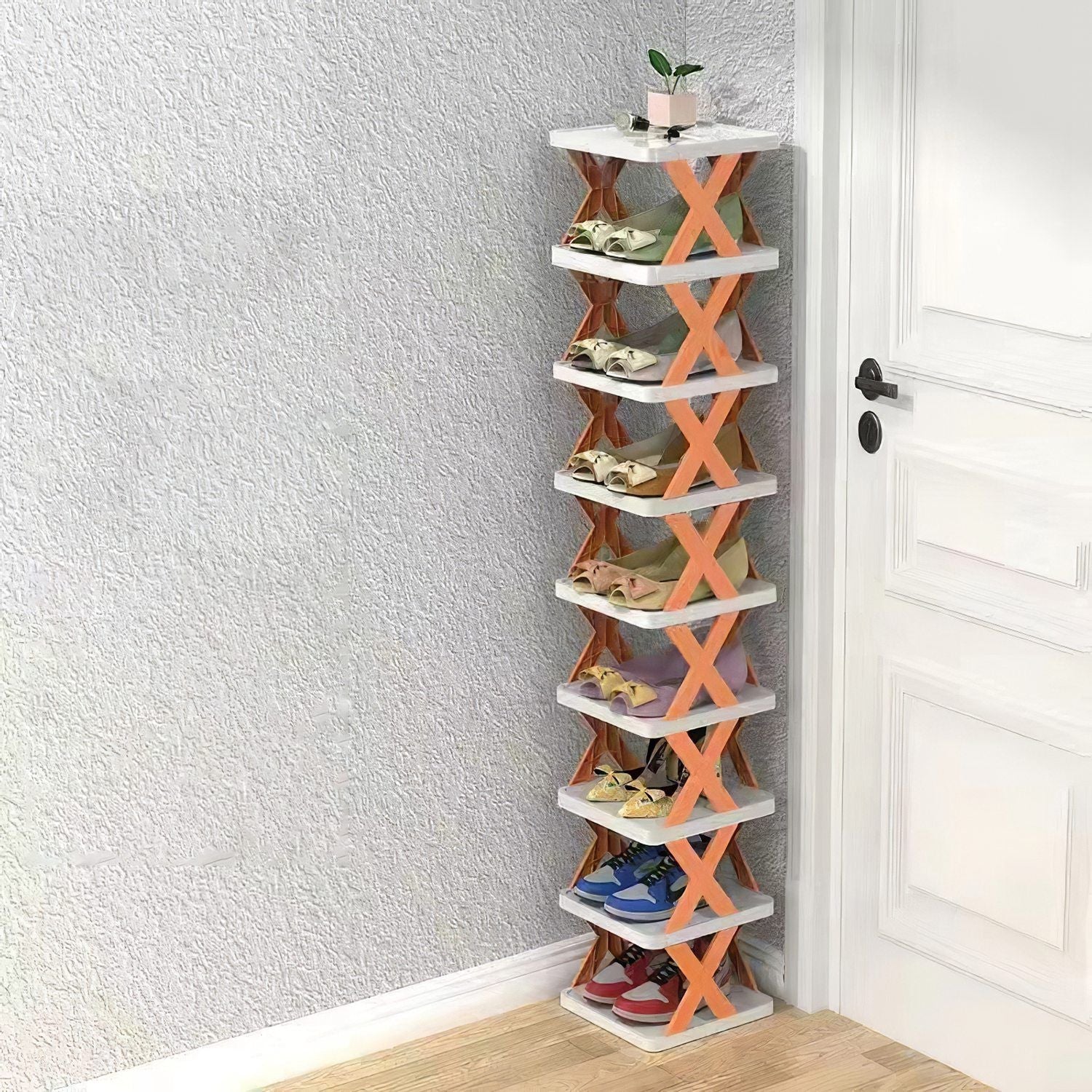 9Tier Narrow Entryway Shoe Rack Free Standing Vertical Shoe Organizer Plastic Shoes Storage Shelf Closet Hallway - DelightsDownSouth