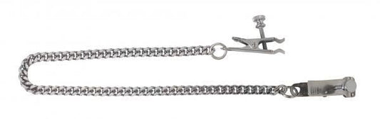 Adjustable Duck Bill Nipple Clamps With Jewel Chain Silver - DelightsDownSouth