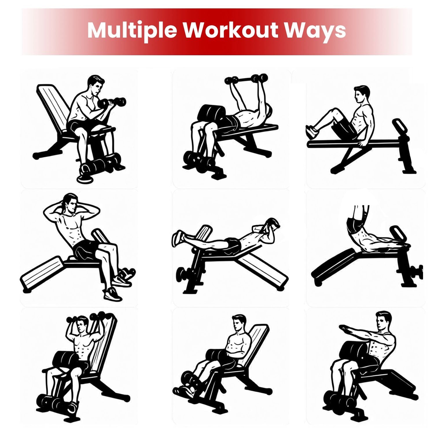 Adjustable Weight Bench with Preacher Curl Pad Resistance Bands Leg Extension Foldable Strength Training Workout Bench for Home Gym Full Body Exercise Stable Decline Incline Bench - DelightsDownSouth
