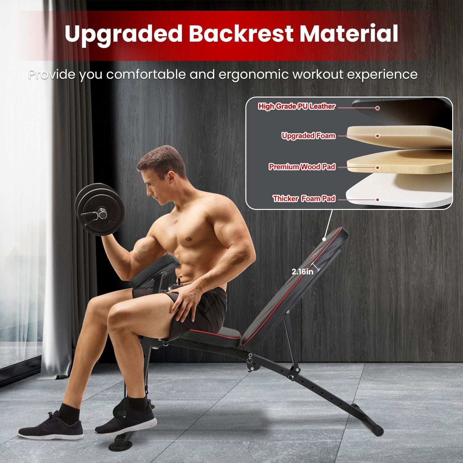 Adjustable Weight Bench with Preacher Curl Pad Resistance Bands Leg Extension Foldable Strength Training Workout Bench for Home Gym Full Body Exercise Stable Decline Incline Bench - DelightsDownSouth