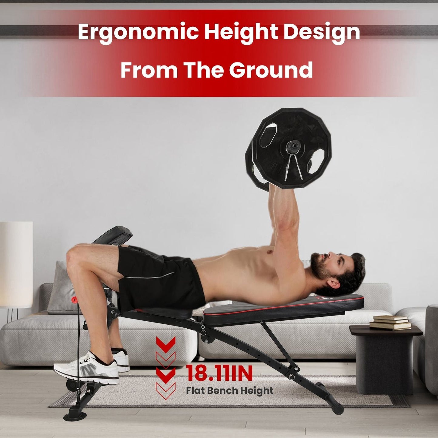 Adjustable Weight Bench with Preacher Curl Pad Resistance Bands Leg Extension Foldable Strength Training Workout Bench for Home Gym Full Body Exercise Stable Decline Incline Bench - DelightsDownSouth