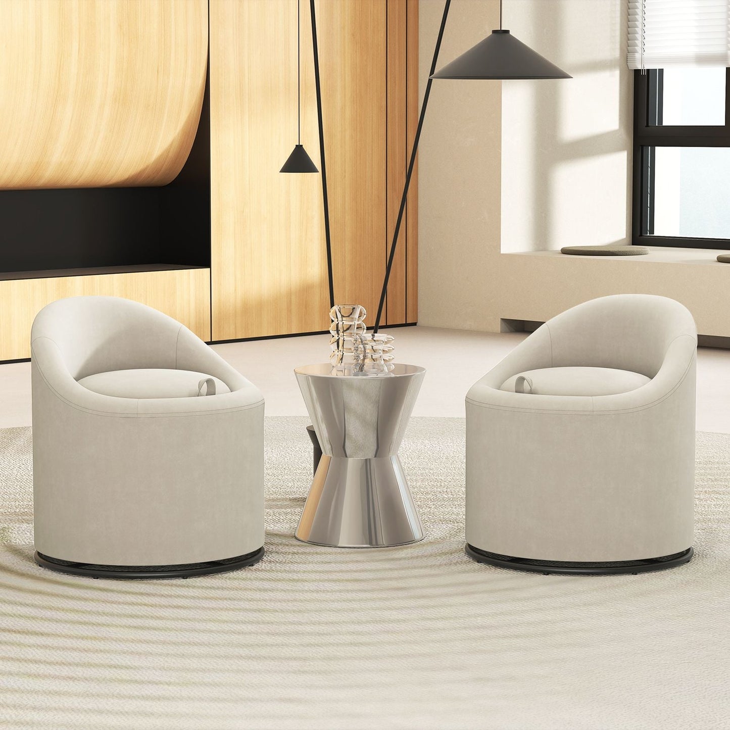 Barrel Chair with Storage 360° Swivel Upholstered Vanity Chair - DelightsDownSouth