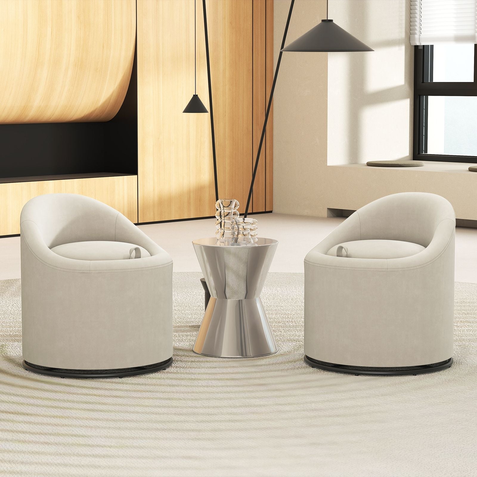 Barrel Chair with Storage 360° Swivel Upholstered Vanity Chair - DelightsDownSouth
