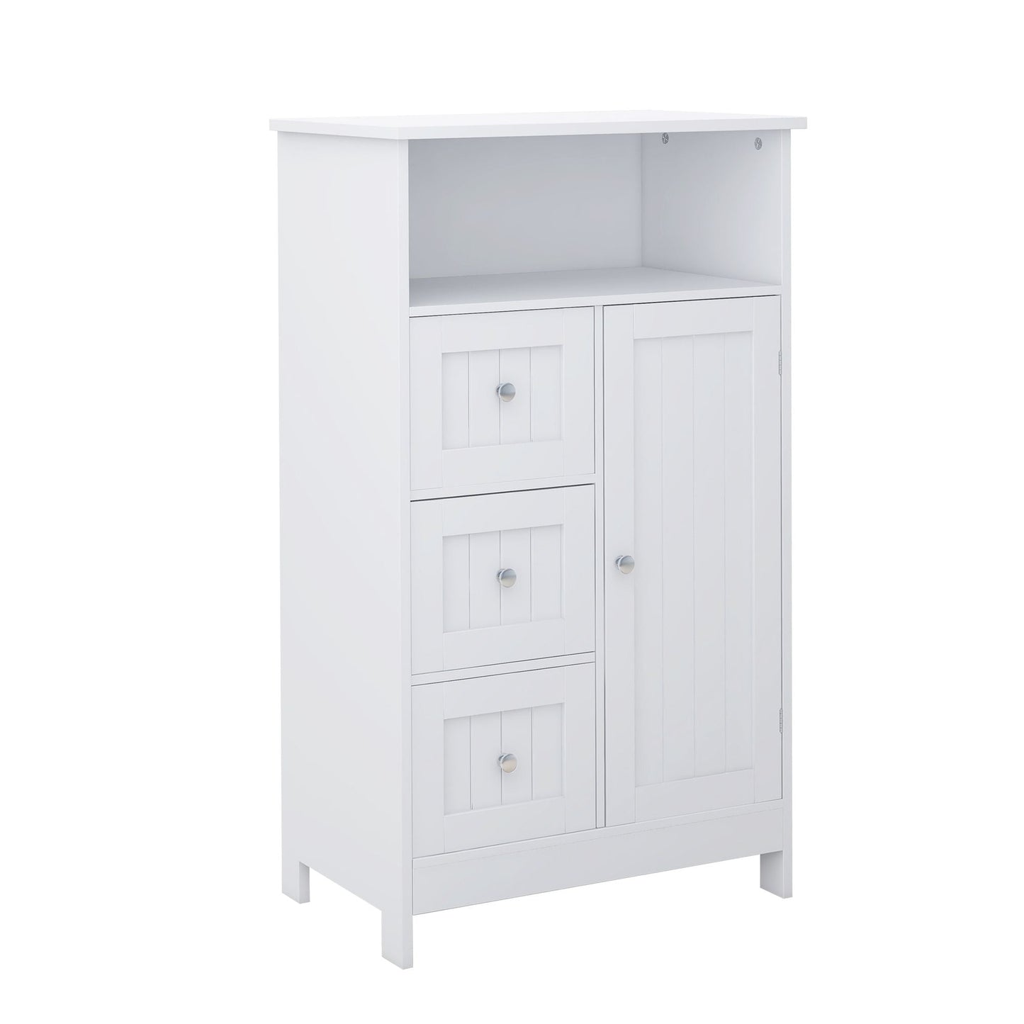 Bathroom standing storage cabinet with 3 drawers and 1 door - White - DelightsDownSouth