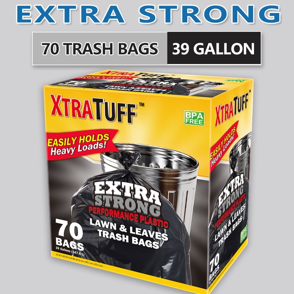 Boxed Disposable Garbage Bag 70 Pieces Puncture Tear Resistant Trash Bags, 39 Gallon Capacity, Multipurpose Cleaning Supplies For Industrial, Garden, Home, And Commercial Use - Durable, Leak - Proof - DelightsDownSouth