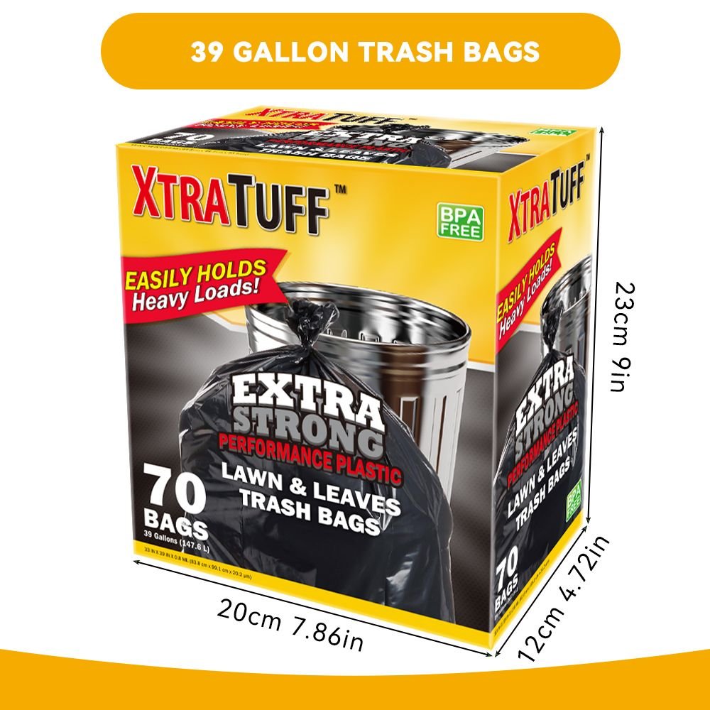 Boxed Disposable Garbage Bag 70 Pieces Puncture Tear Resistant Trash Bags, 39 Gallon Capacity, Multipurpose Cleaning Supplies For Industrial, Garden, Home, And Commercial Use - Durable, Leak - Proof - DelightsDownSouth