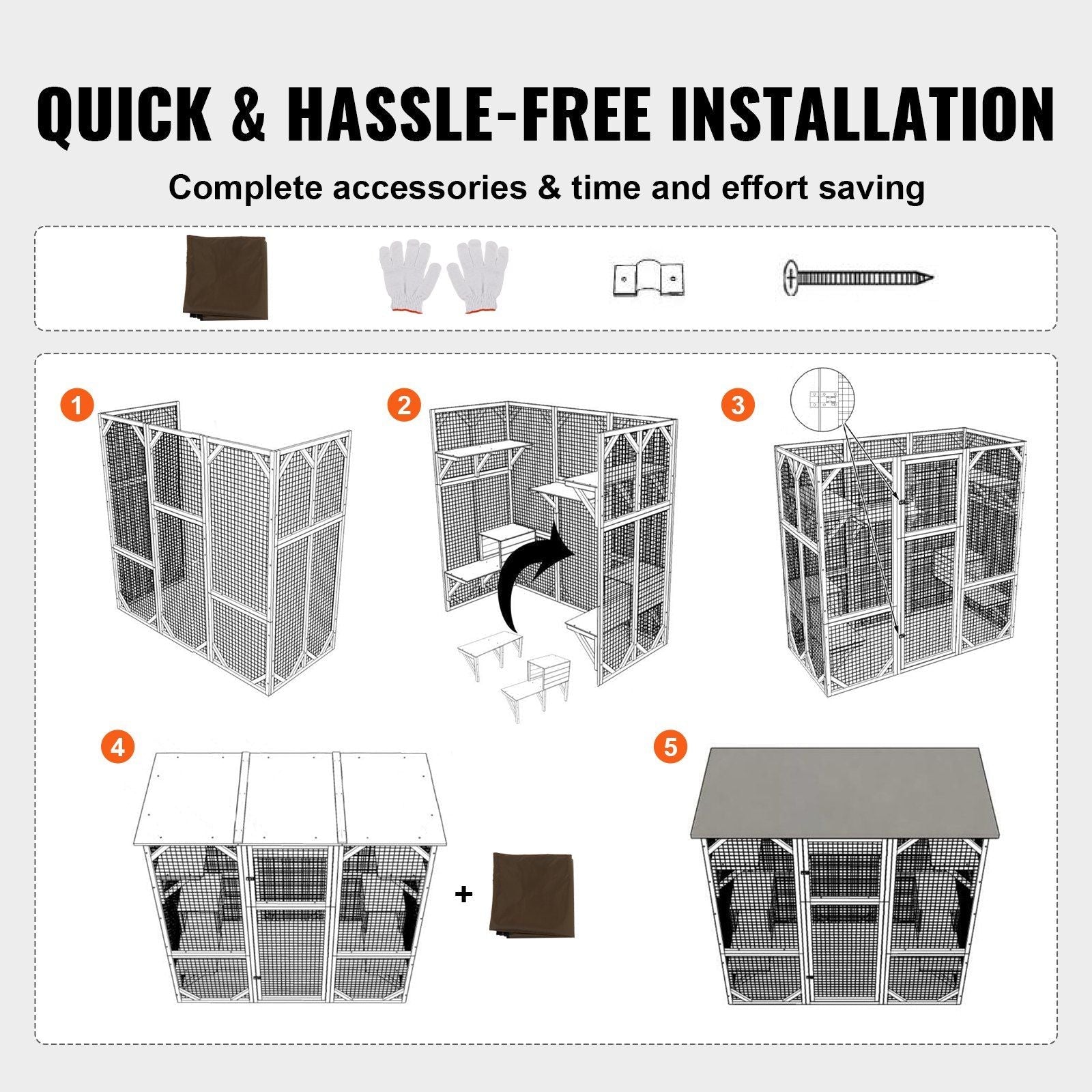 Cat House Outdoor, 7 - Tier Large Catio, Cat Enclosure with 5 Platforms, 2 Resting Boxes & Large Front Door, 71.2 x 34.6 x 66.5 inch - DelightsDownSouth