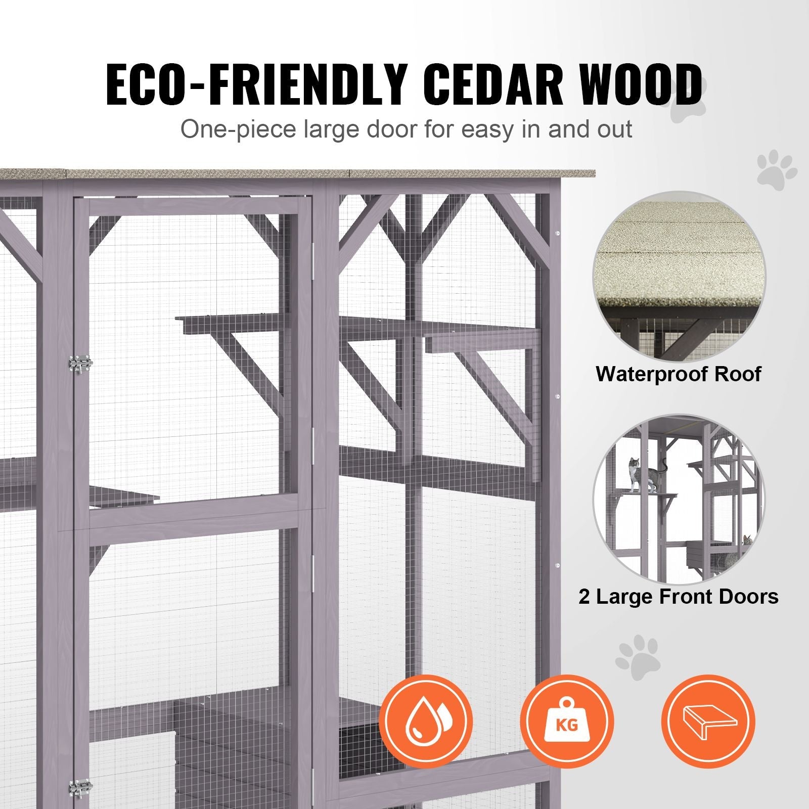 Cat House Outdoor, 7 - Tier Large Catio, Cat Enclosure with 5 Platforms, 2 Resting Boxes & Large Front Door, 71.2 x 34.6 x 66.5 inch - DelightsDownSouth