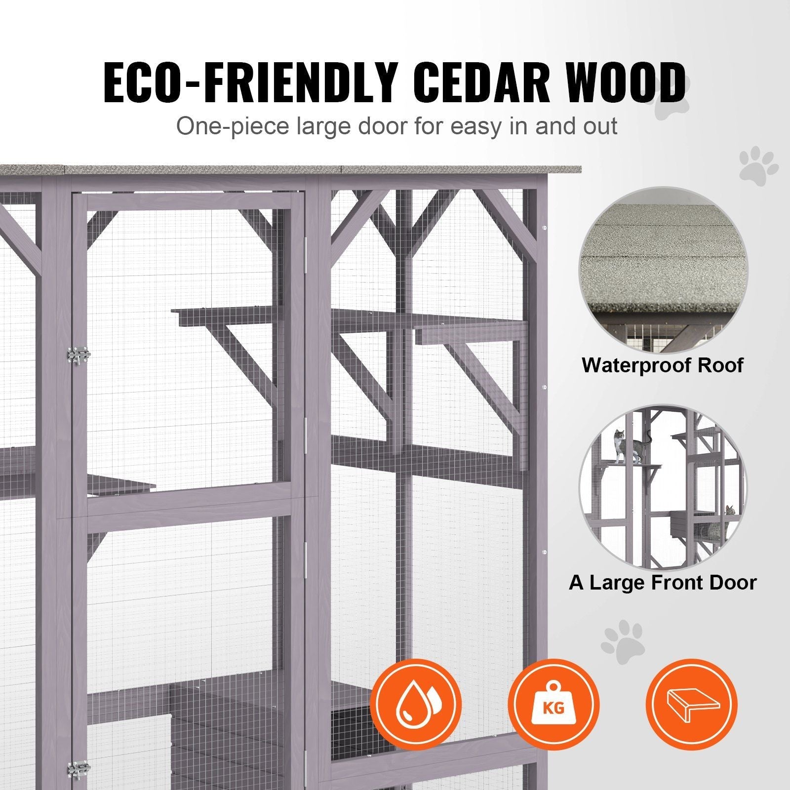 Cat House Outdoor, 7 - Tier Large Catio, Cat Enclosure with 5 Platforms, 2 Resting Boxes & Large Front Door, 71.2 x 34.6 x 66.5 inch - DelightsDownSouth