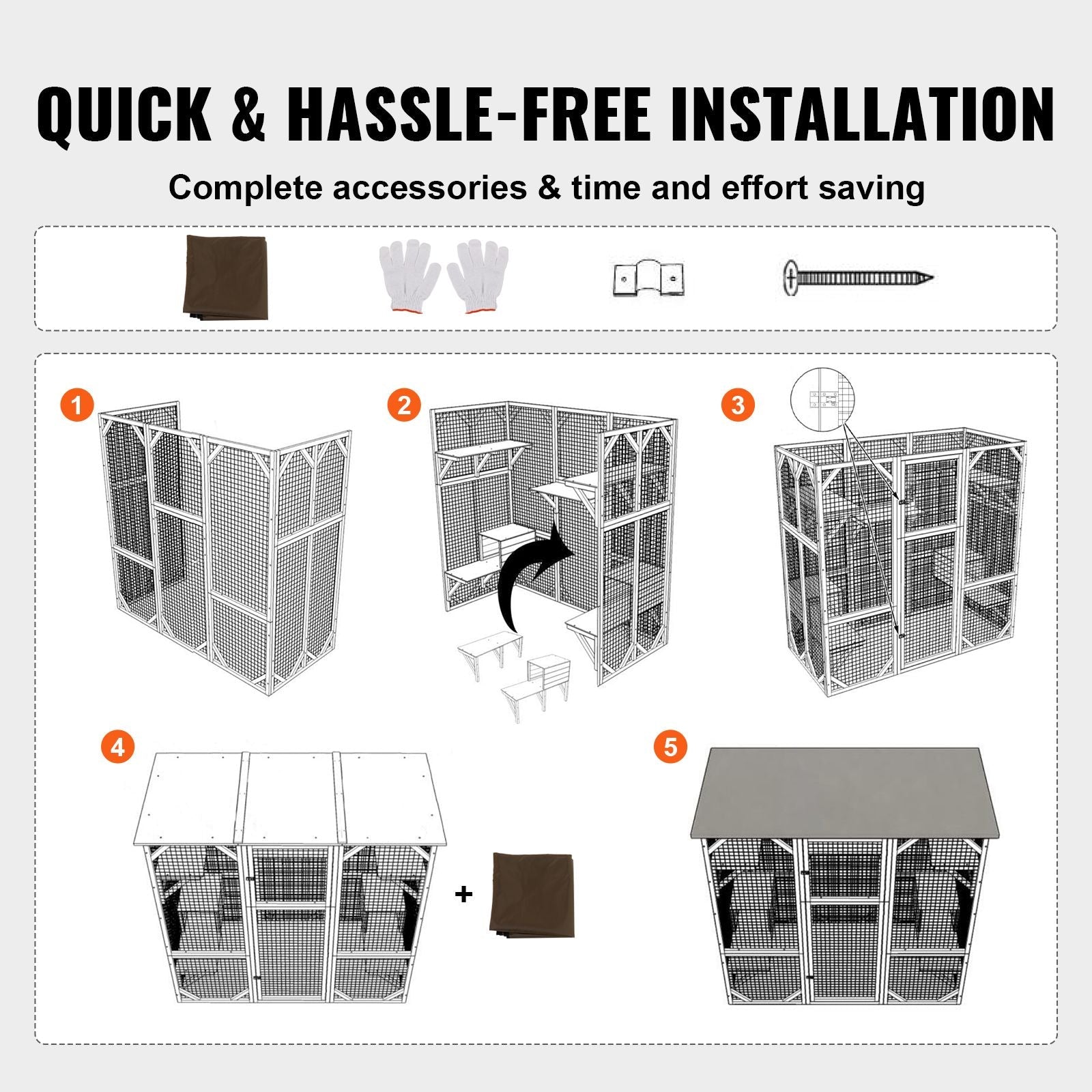 Cat House Outdoor, 7 - Tier Large Catio, Cat Enclosure with 5 Platforms, 2 Resting Boxes & Large Front Door, 71.2 x 34.6 x 66.5 inch - DelightsDownSouth
