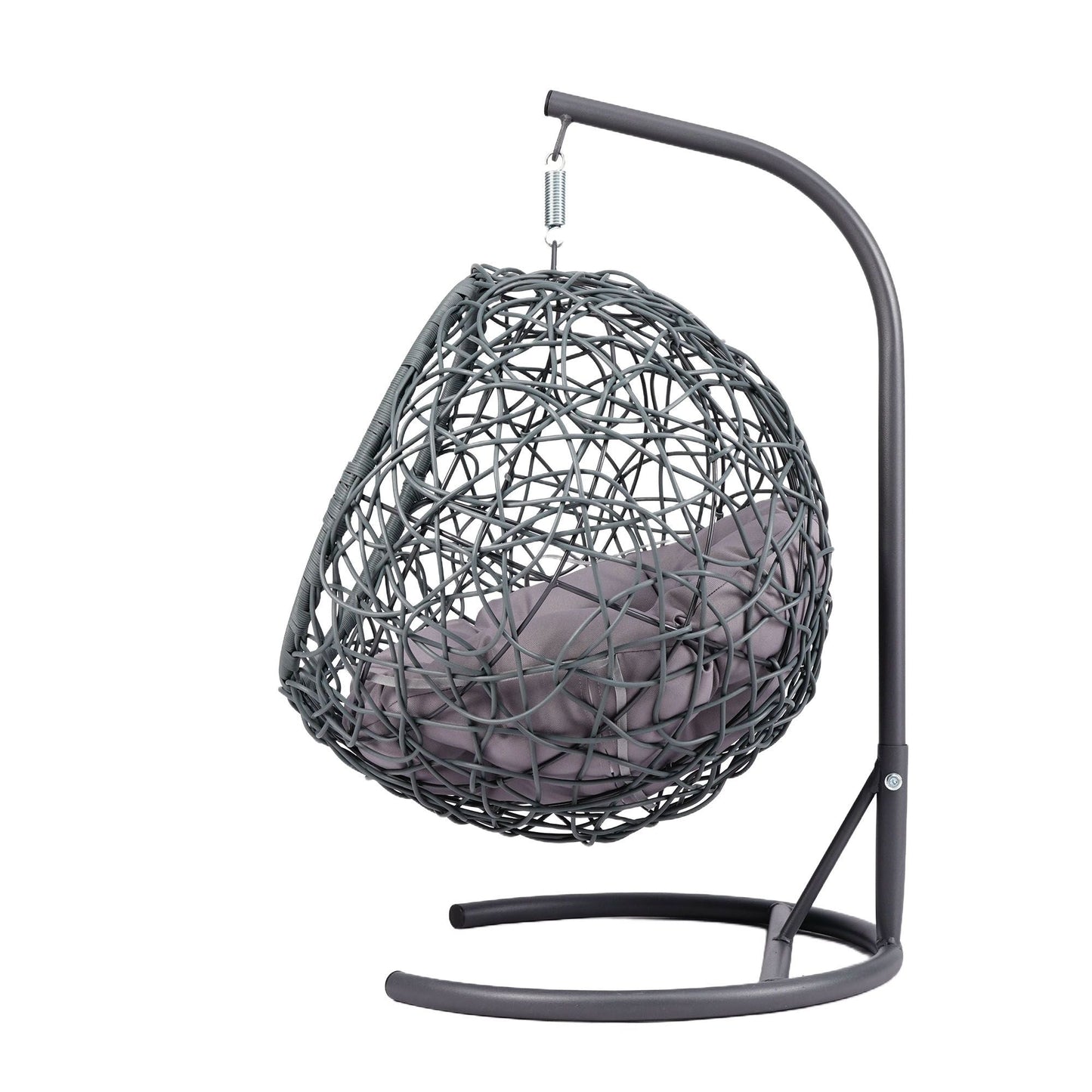 Cat Swing Bed with Stand & Cushion, Cat Egg Chair with Rattan Wicker Appearance, Indoor Hanging Swinging Cat Bed for Cats, Small Dogs, and Small Animals.Gray - DelightsDownSouth