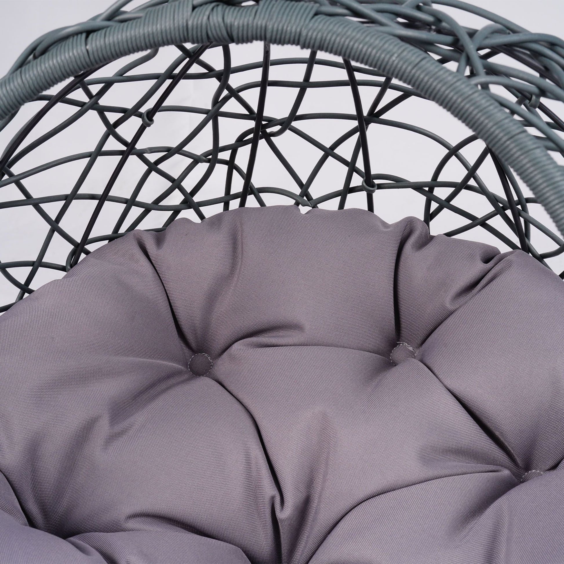 Cat Swing Bed with Stand & Cushion, Cat Egg Chair with Rattan Wicker Appearance, Indoor Hanging Swinging Cat Bed for Cats, Small Dogs, and Small Animals.Gray - DelightsDownSouth