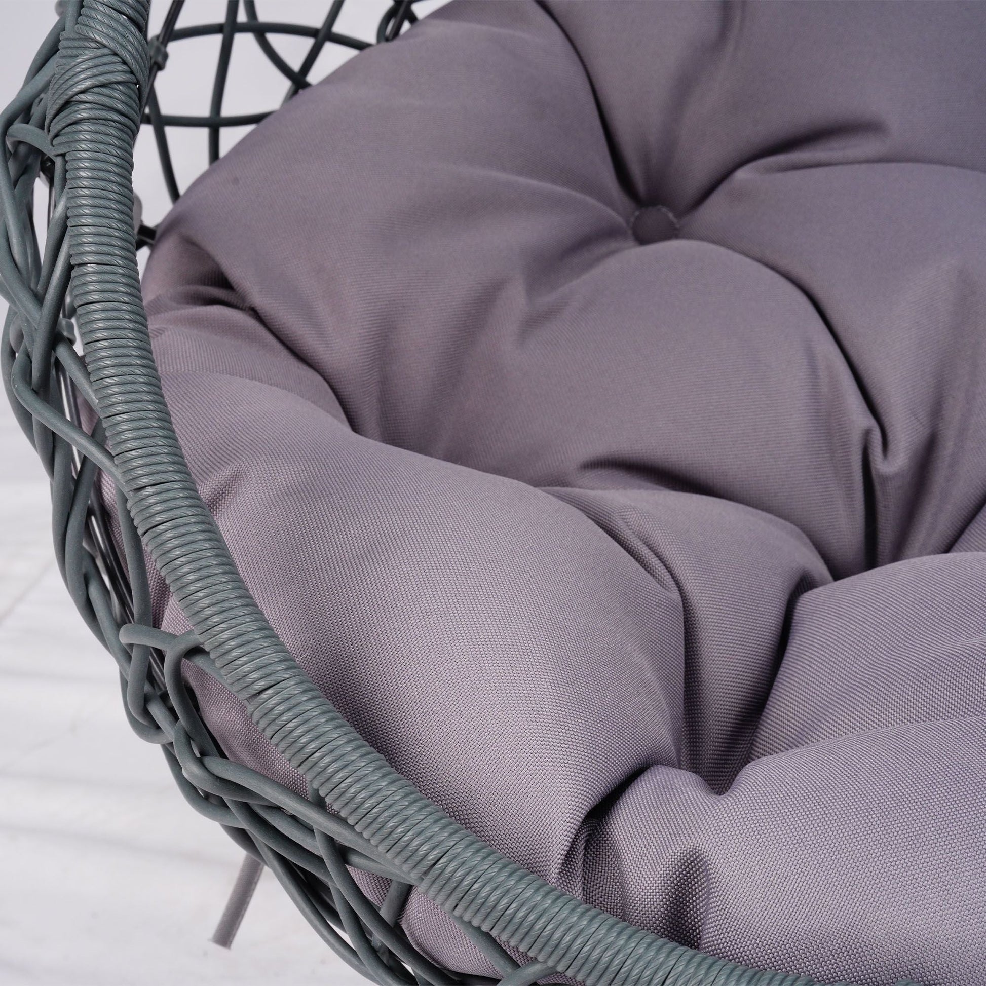 Cat Swing Bed with Stand & Cushion, Cat Egg Chair with Rattan Wicker Appearance, Indoor Hanging Swinging Cat Bed for Cats, Small Dogs, and Small Animals.Gray - DelightsDownSouth