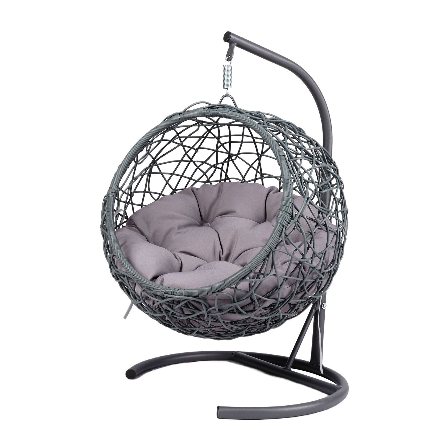 Cat Swing Bed with Stand & Cushion, Cat Egg Chair with Rattan Wicker Appearance, Indoor Hanging Swinging Cat Bed for Cats, Small Dogs, and Small Animals.Gray - DelightsDownSouth