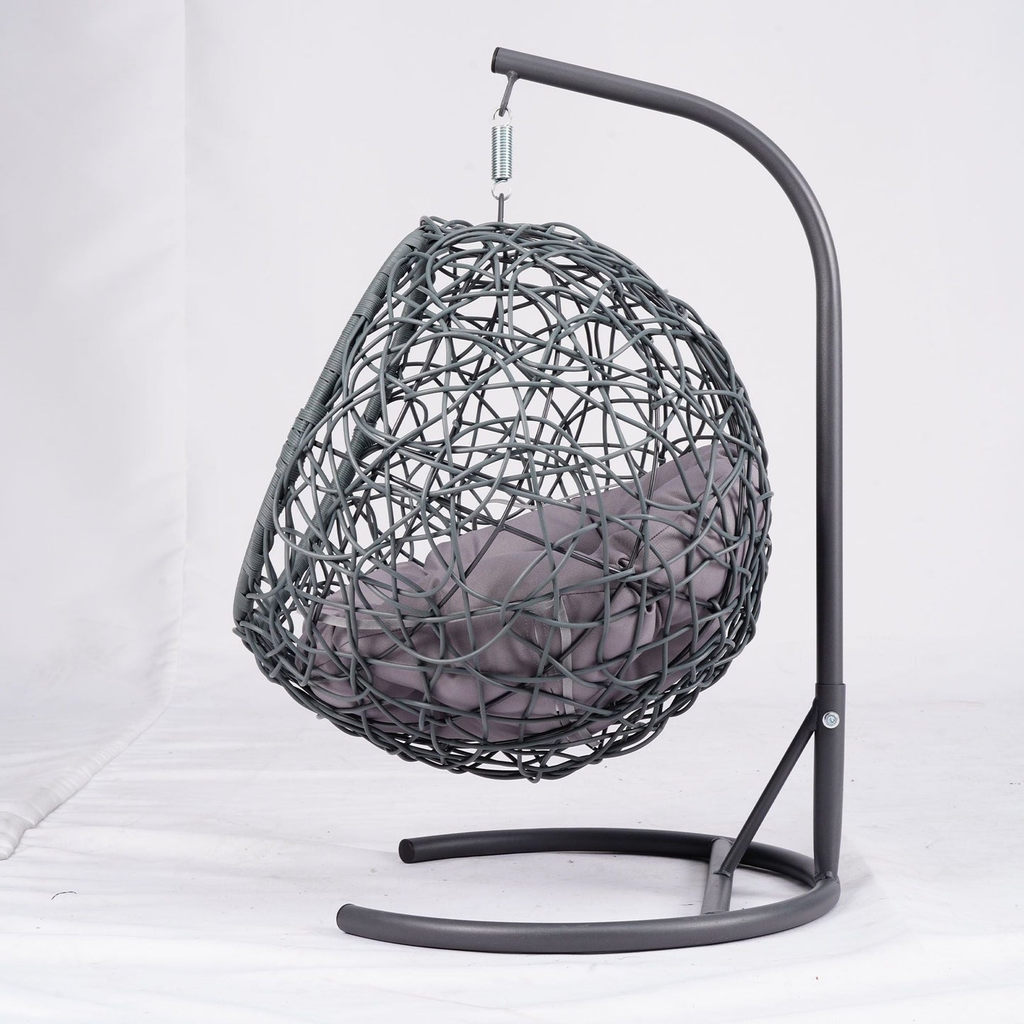 Cat Swing Bed with Stand & Cushion, Cat Egg Chair with Rattan Wicker Appearance, Indoor Hanging Swinging Cat Bed for Cats, Small Dogs, and Small Animals.Gray - DelightsDownSouth