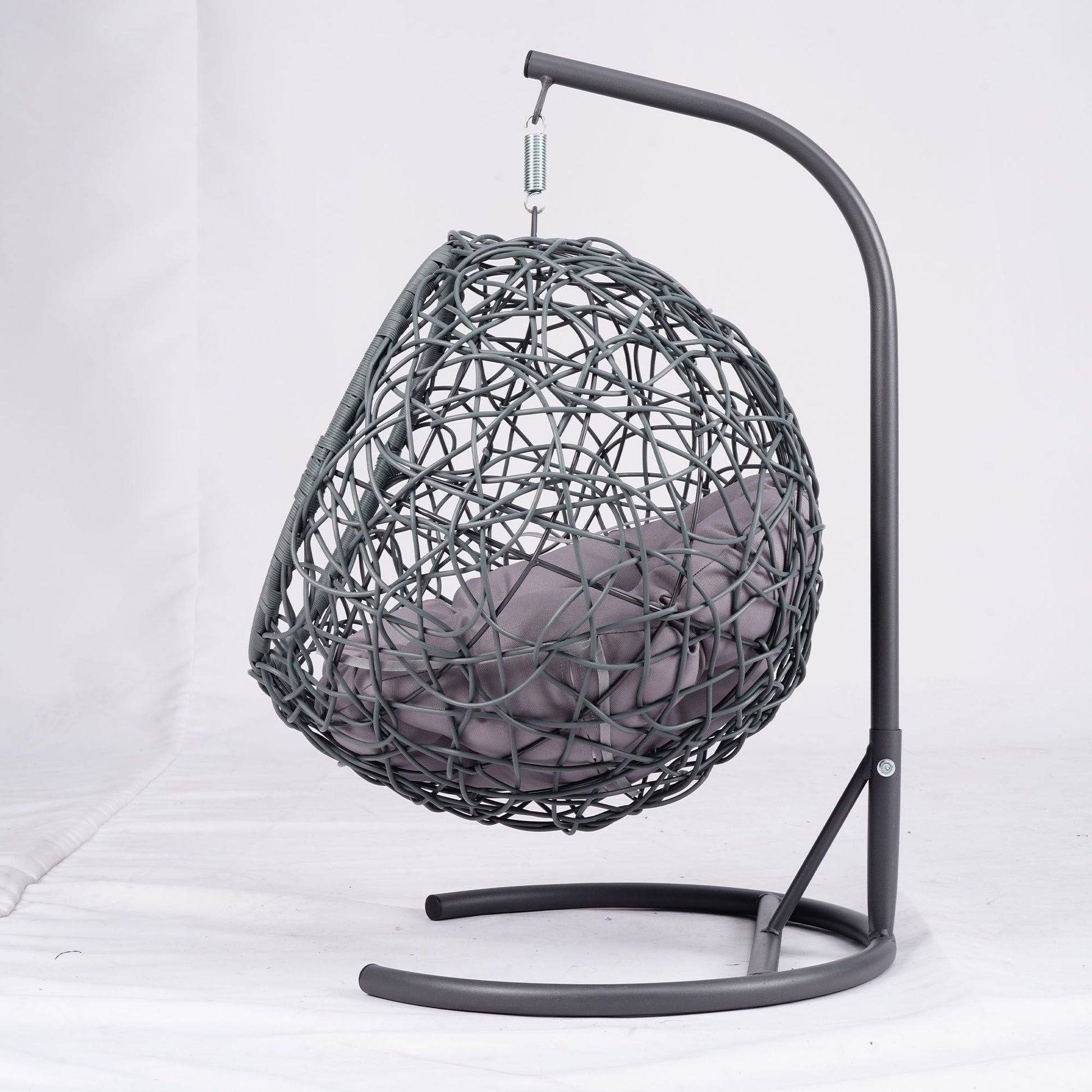 Cat Swing Bed with Stand & Cushion, Cat Egg Chair with Rattan Wicker Appearance, Indoor Hanging Swinging Cat Bed for Cats, Small Dogs, and Small Animals.Gray - DelightsDownSouth