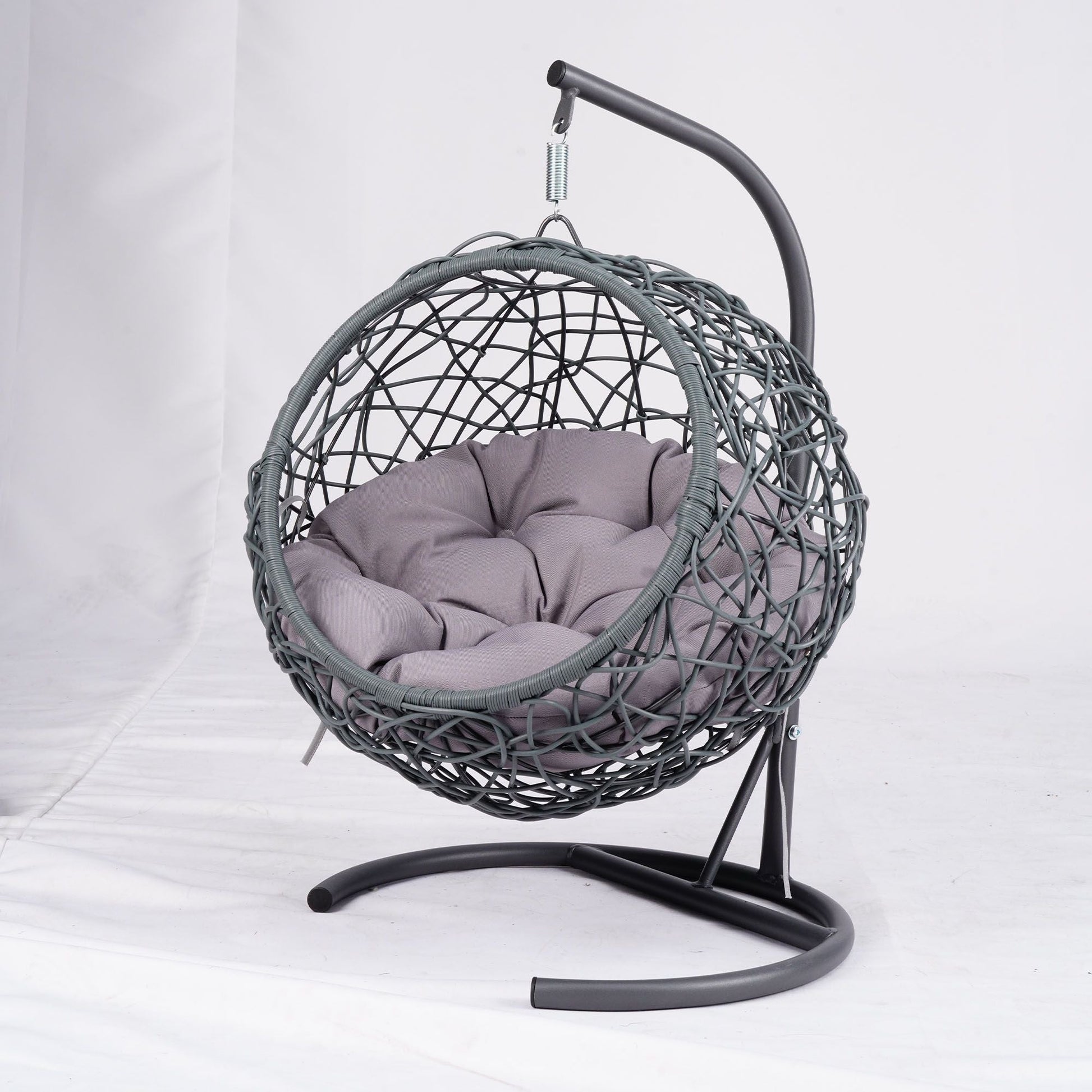 Cat Swing Bed with Stand & Cushion, Cat Egg Chair with Rattan Wicker Appearance, Indoor Hanging Swinging Cat Bed for Cats, Small Dogs, and Small Animals.Gray - DelightsDownSouth