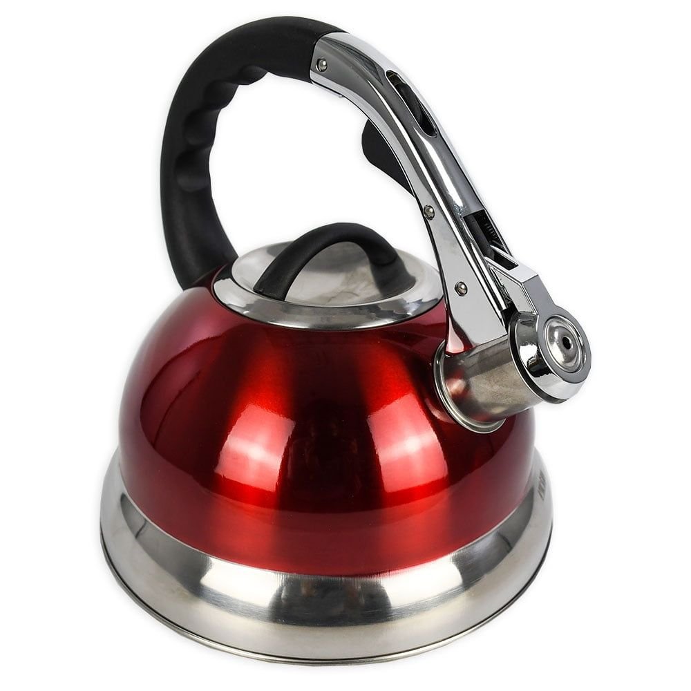 Compatible Stovetop Kettle, Stainless Steel Red, 8.90 x 8.90 x 10.20 inches - DelightsDownSouth