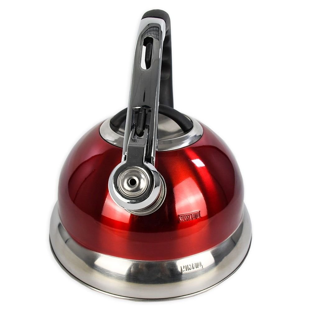 Compatible Stovetop Kettle, Stainless Steel Red, 8.90 x 8.90 x 10.20 inches - DelightsDownSouth