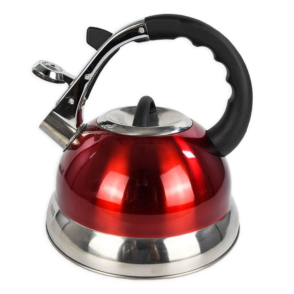 Compatible Stovetop Kettle, Stainless Steel Red, 8.90 x 8.90 x 10.20 inches - DelightsDownSouth