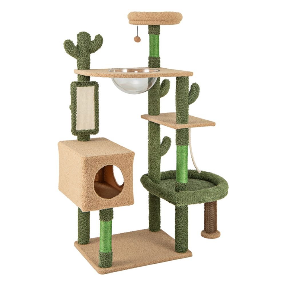 Deluxe 59 Inch Cactus Cat Jungle Gym with Scratching Posts and Interactive Toys - DelightsDownSouth