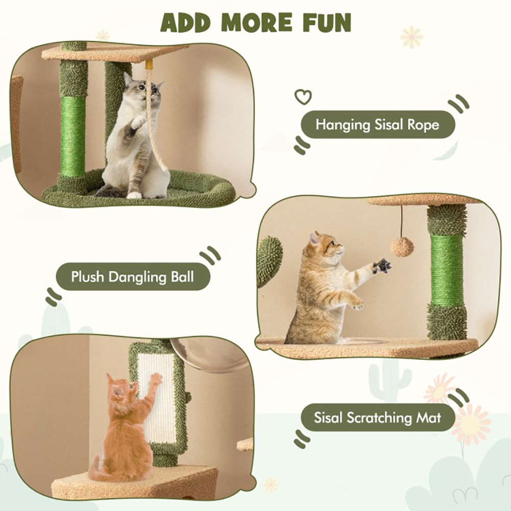 Deluxe 59 Inch Cactus Cat Jungle Gym with Scratching Posts and Interactive Toys - DelightsDownSouth