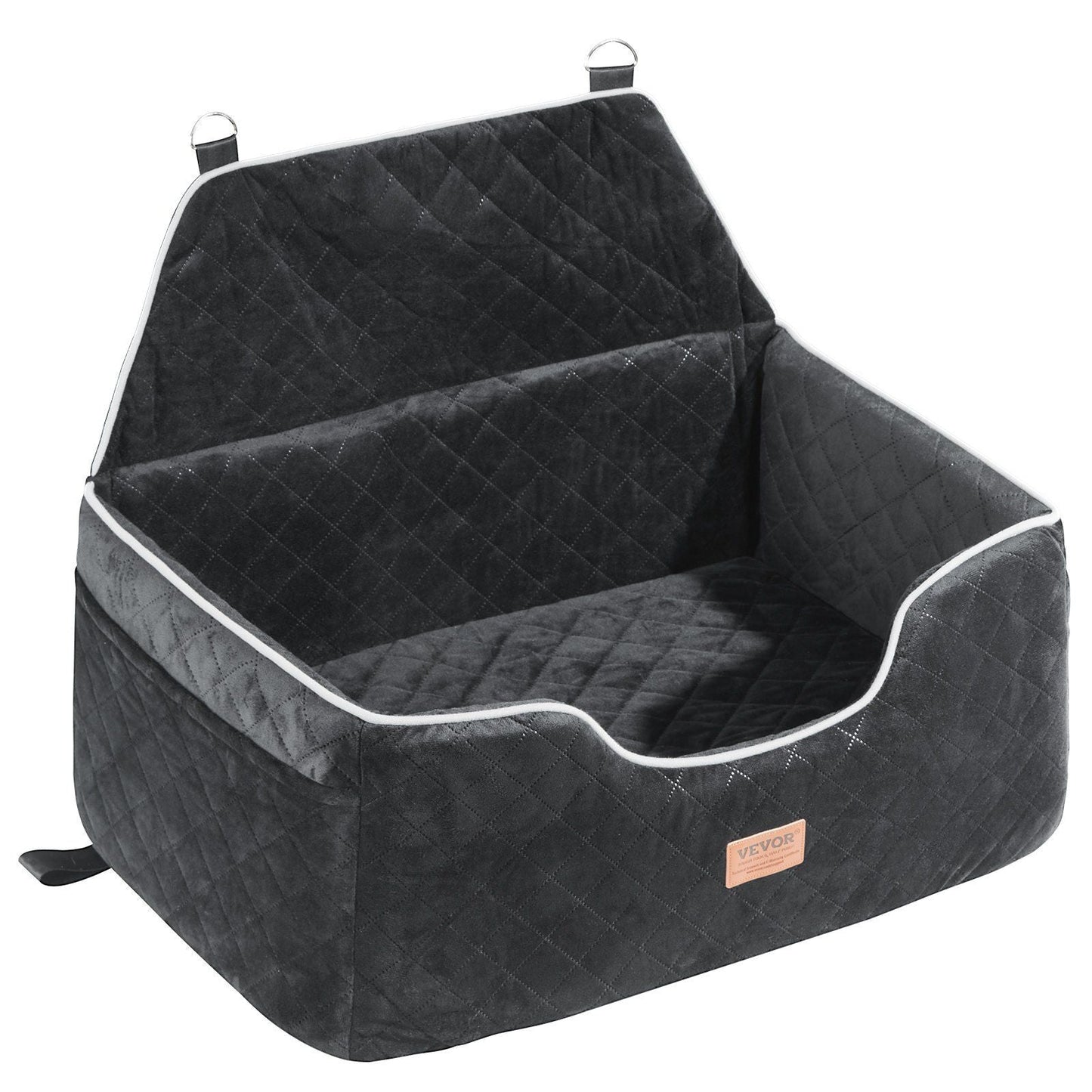 Deluxe Pet Booster Seat for Cars with Clip - On Safety Leash, Perfect for Medium and Large Dogs, Black - DelightsDownSouth