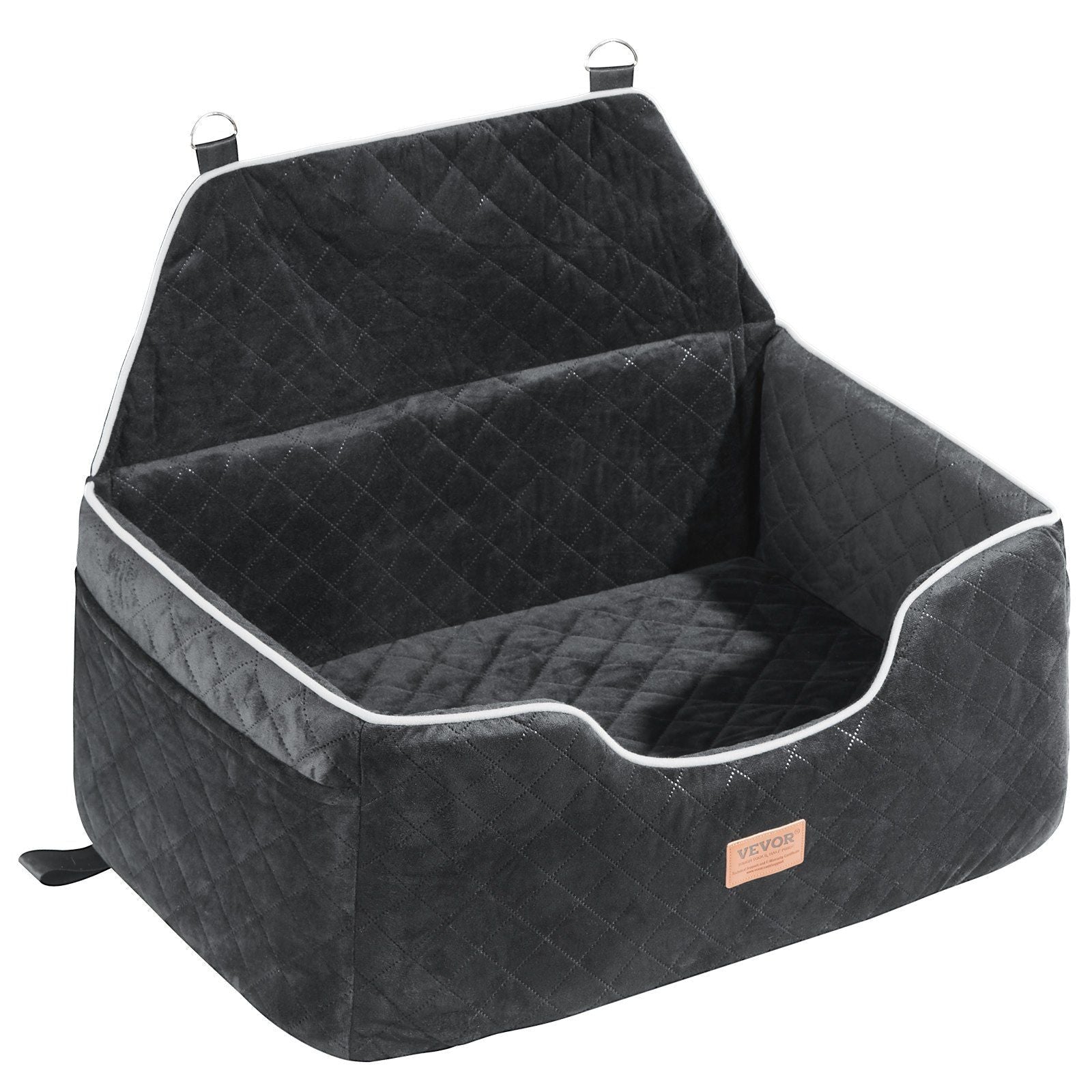 Deluxe Pet Booster Seat for Cars with Clip - On Safety Leash, Perfect for Medium and Large Dogs, Black - DelightsDownSouth