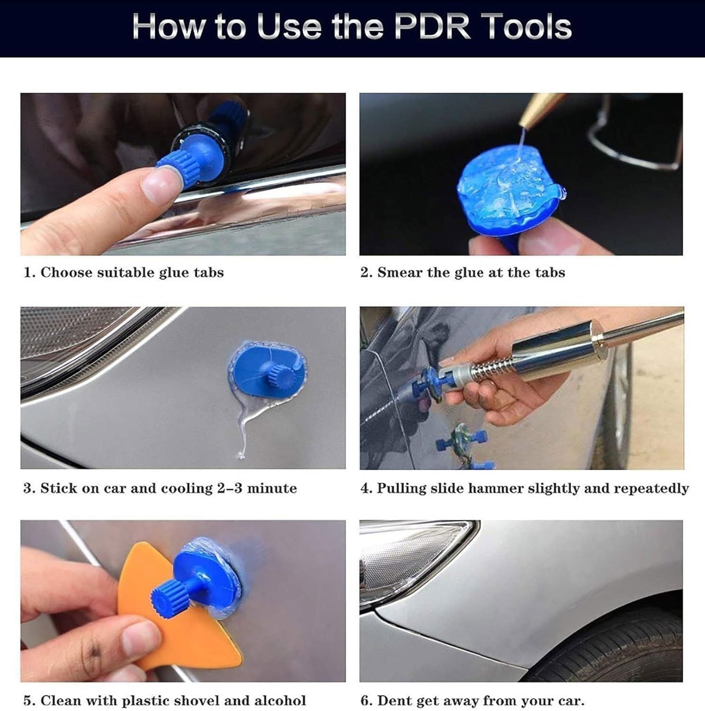 Dent Removal Kit for Car Suction Dent Puller Small Hail Dent Repair Kit Include T Bar Dent Puller and 18 Auto Dent Pulling Tabs - DelightsDownSouth