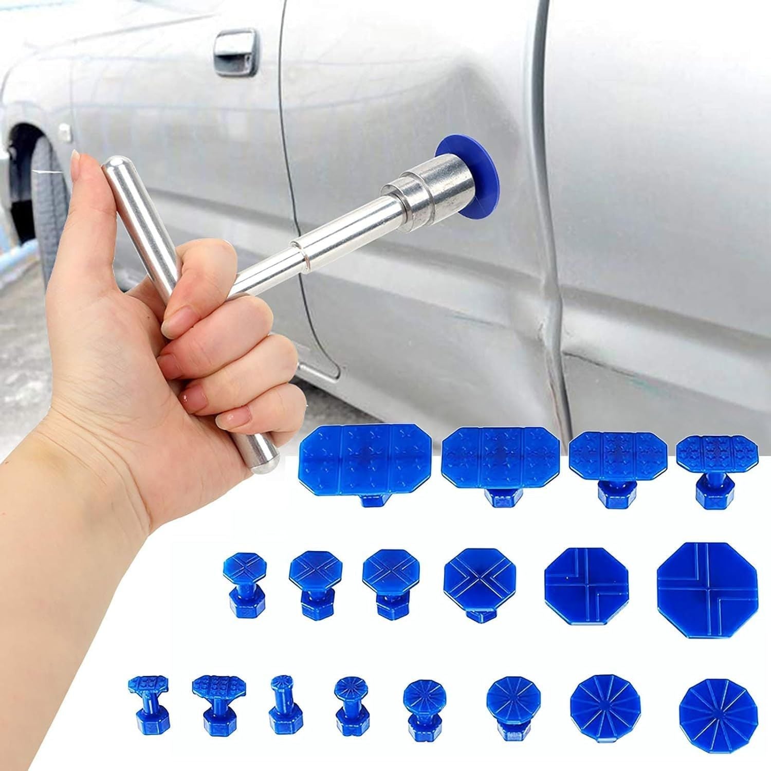 Dent Removal Kit for Car Suction Dent Puller Small Hail Dent Repair Kit Include T Bar Dent Puller and 18 Auto Dent Pulling Tabs - DelightsDownSouth