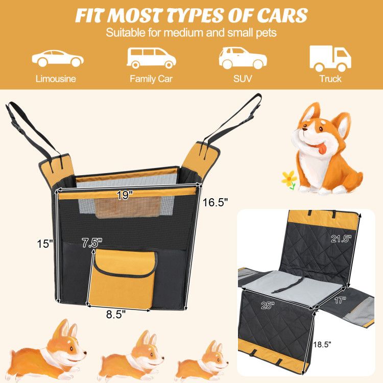 Dog Car Seat Cover for Small and Medium Dogs with Mesh Window - DelightsDownSouth