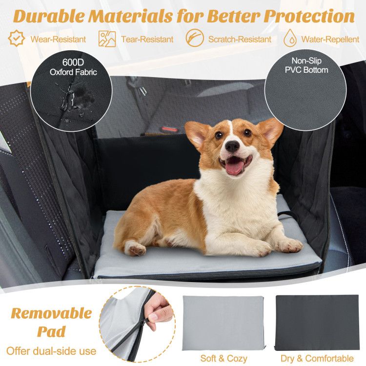 Dog Car Seat Cover for Small and Medium Dogs with Mesh Window - DelightsDownSouth