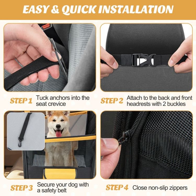 Dog Car Seat Cover for Small and Medium Dogs with Mesh Window - DelightsDownSouth