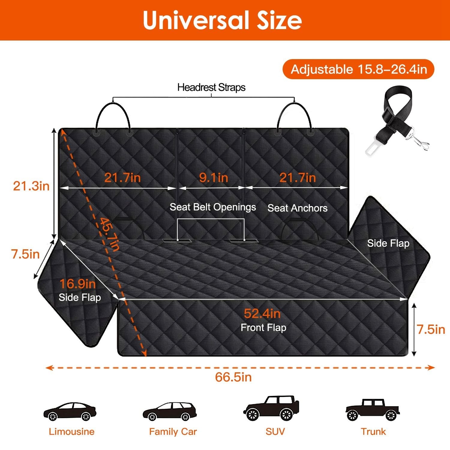 Dog Car Seat Cover Waterproof Scratchproof Pet Car Rear Protector Mat Pet Back Seat Cover with Dog Seat Belt for Car Truck SUV - DelightsDownSouth
