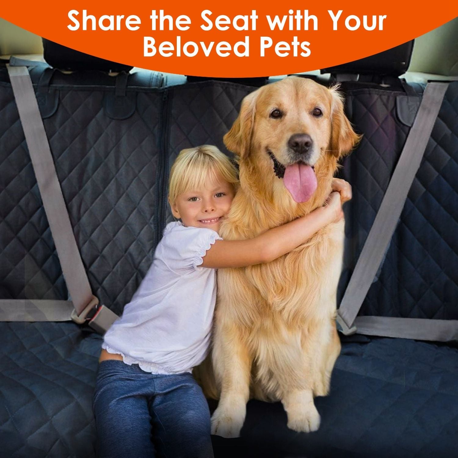 Dog Car Seat Cover Waterproof Scratchproof Pet Car Rear Protector Mat Pet Back Seat Cover with Dog Seat Belt for Car Truck SUV - DelightsDownSouth