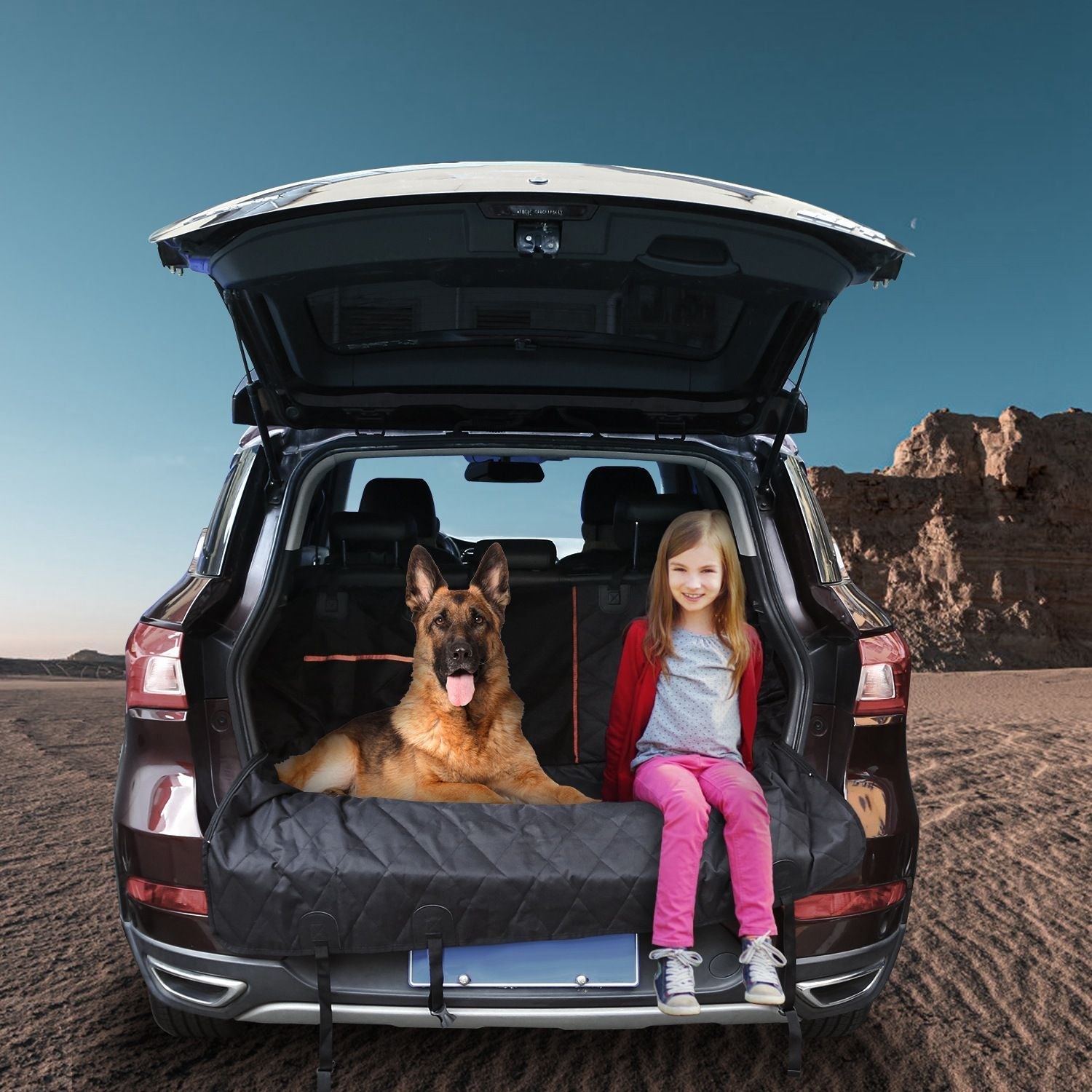 Dog Car Seat Cover Waterproof Scratchproof Pet Car Rear Protector Mat Pet Back Seat Cover with Dog Seat Belt for Car Truck SUV - DelightsDownSouth