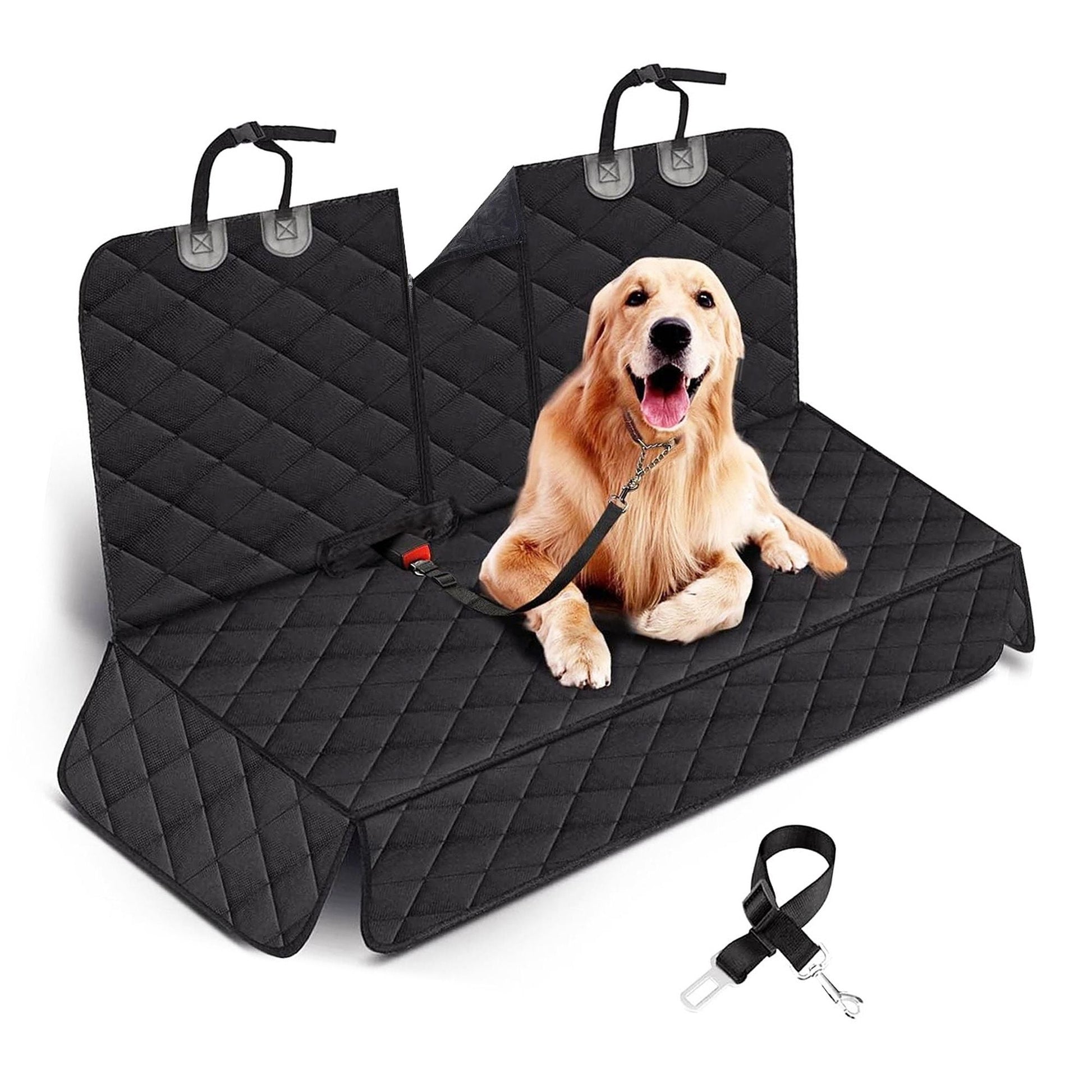 Dog Car Seat Cover Waterproof Scratchproof Pet Car Rear Protector Mat Pet Back Seat Cover with Dog Seat Belt for Car Truck SUV - DelightsDownSouth