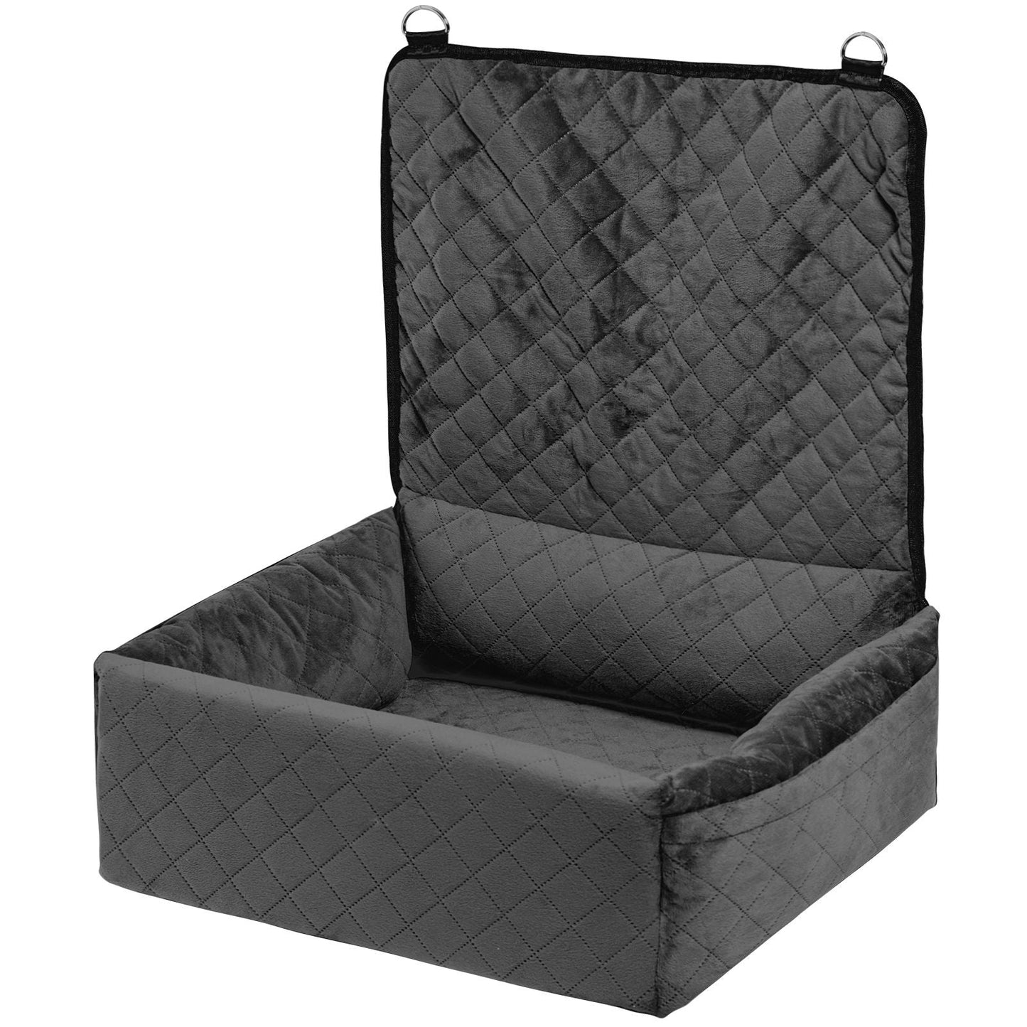 Dog Car Seat, Dog Booster Seat for Car with A Storage Pocket, Clip - On Safety Leash, Sponge and PP Cotton Filling, Dog Car Bed for Small & Medium Dog up to 40lbs, Black - DelightsDownSouth
