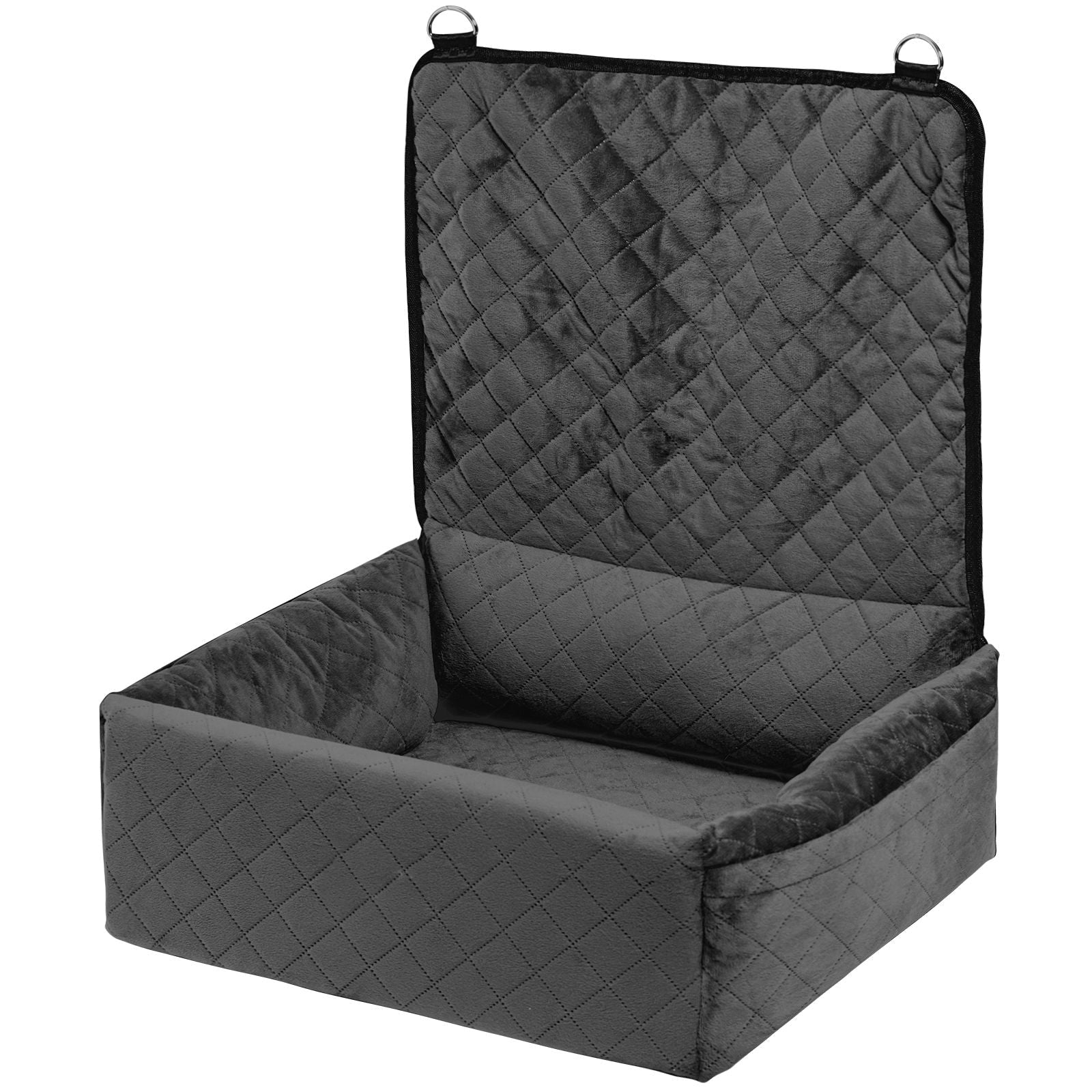 Dog Car Seat, Dog Booster Seat for Car with A Storage Pocket, Clip - On Safety Leash, Sponge and PP Cotton Filling, Dog Car Bed for Small & Medium Dog up to 40lbs, Black - DelightsDownSouth