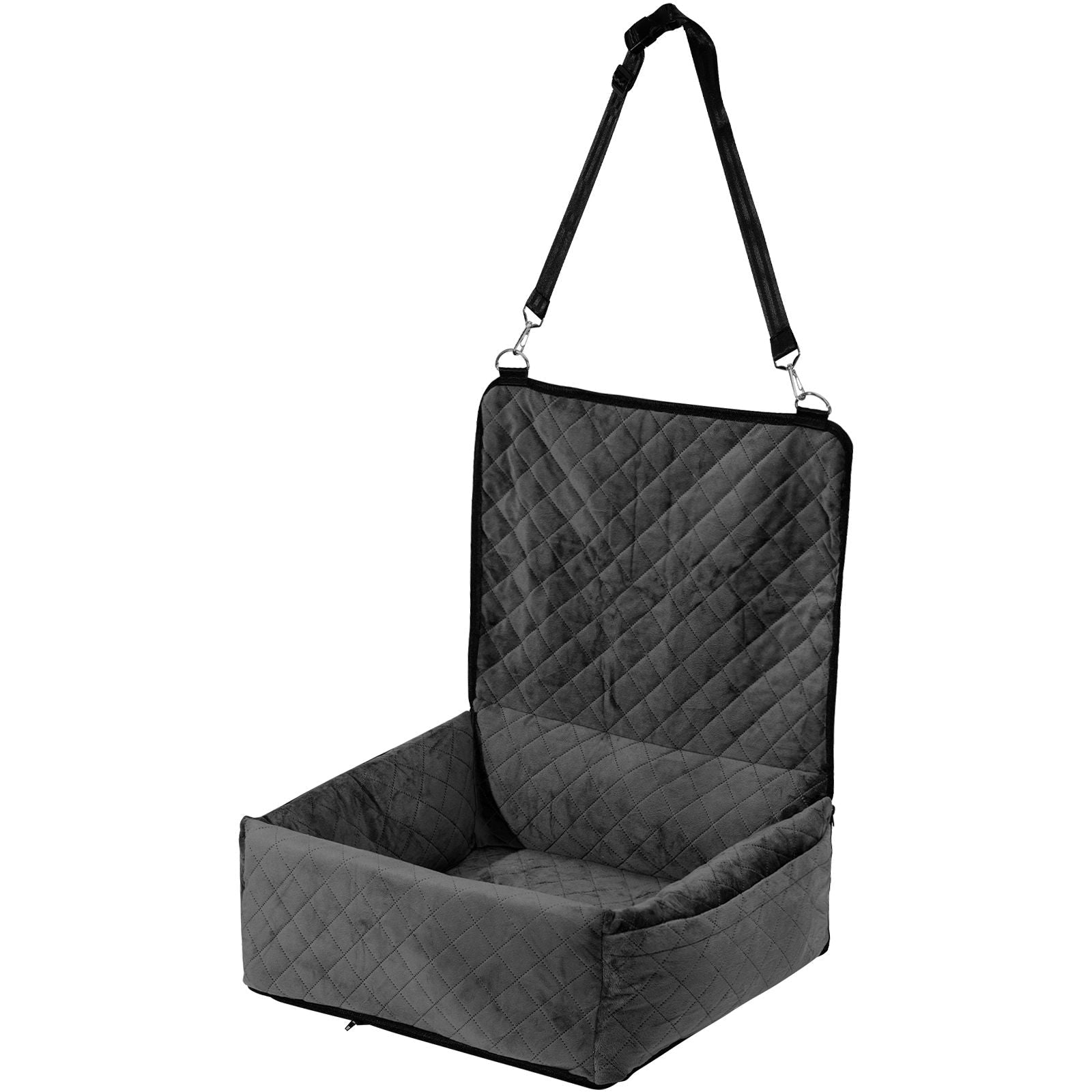Dog Car Seat, Dog Booster Seat for Car with A Storage Pocket, Clip - On Safety Leash, Sponge and PP Cotton Filling, Dog Car Bed for Small & Medium Dog up to 40lbs, Black - DelightsDownSouth
