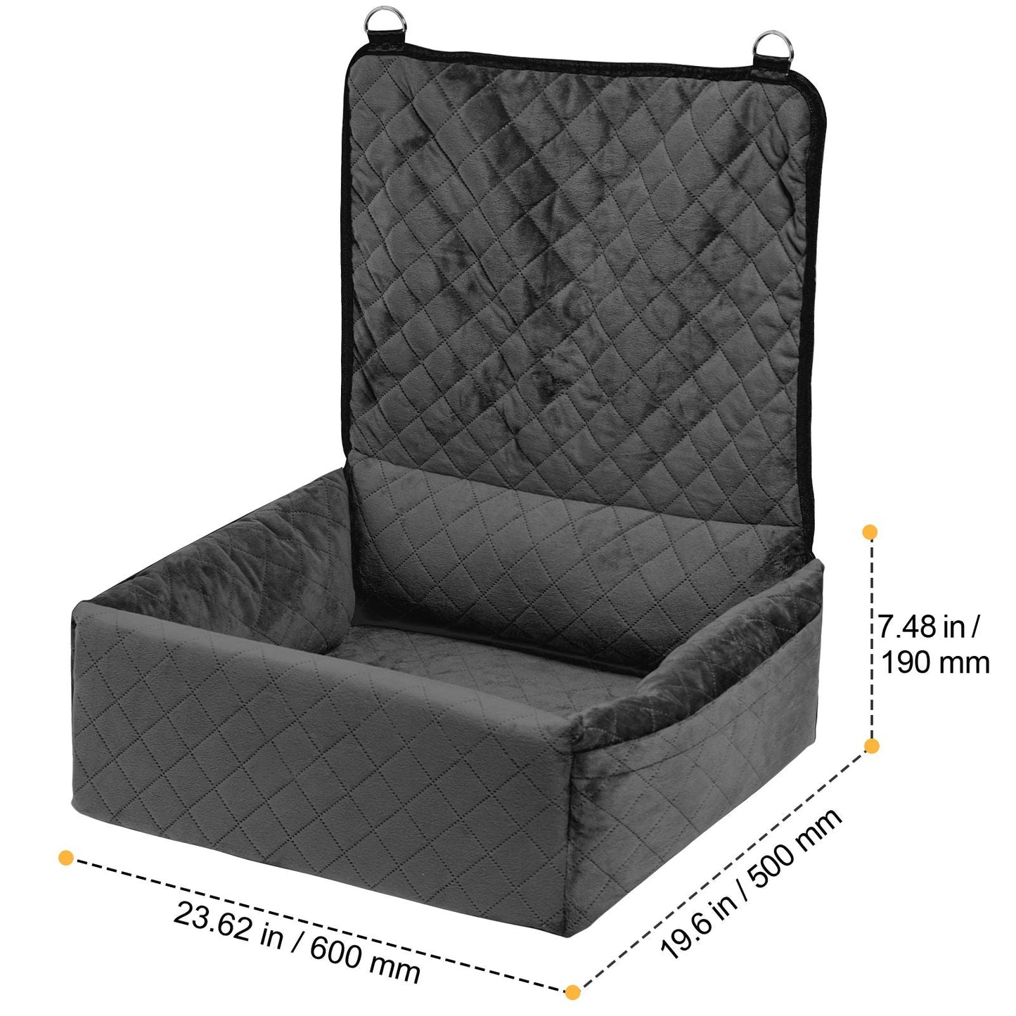 Dog Car Seat, Dog Booster Seat for Car with A Storage Pocket, Clip - On Safety Leash, Sponge and PP Cotton Filling, Dog Car Bed for Small & Medium Dog up to 40lbs, Black - DelightsDownSouth