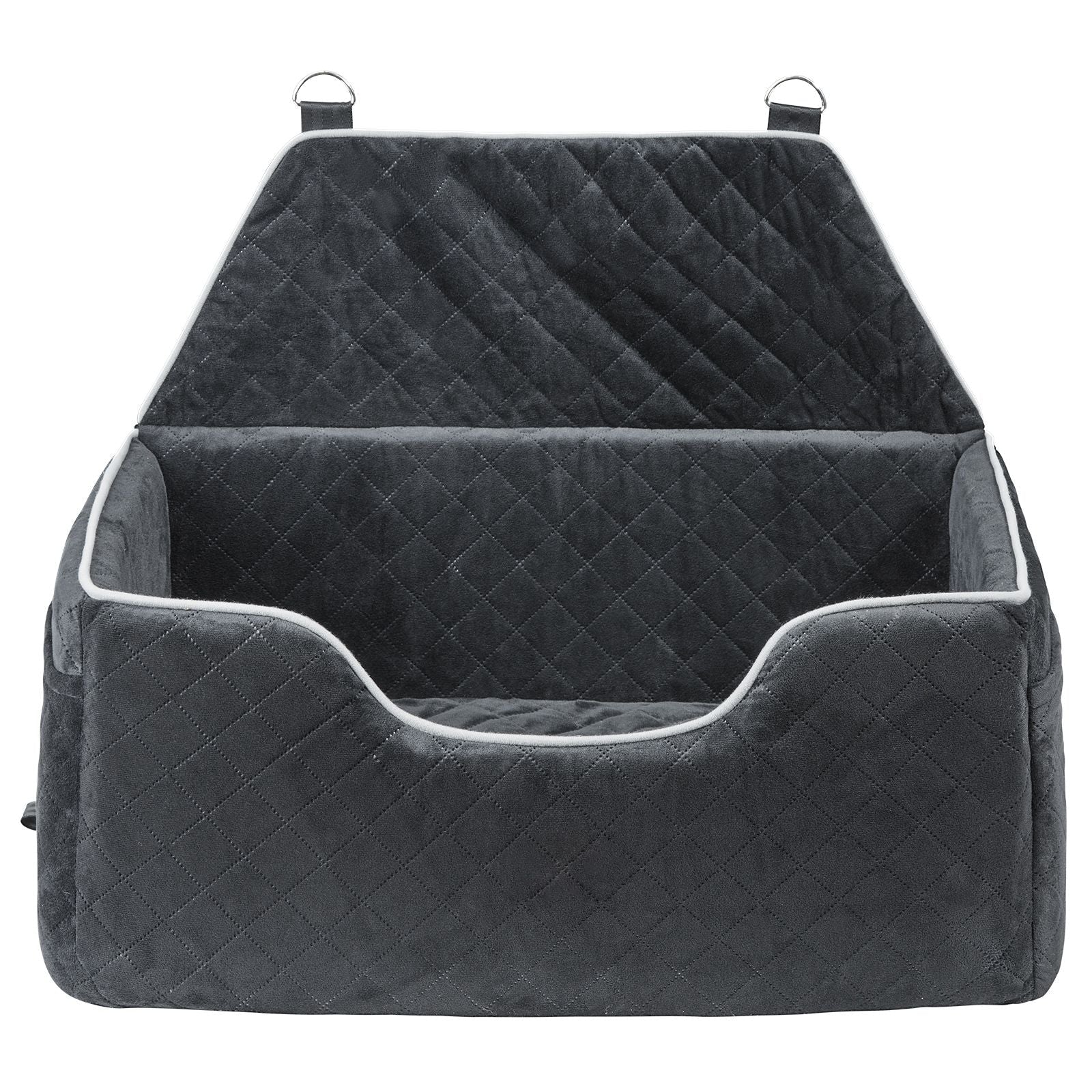 Dog Car Seat, Dog Booster Seat for Car with A Storage Pocket, Pet Car Seat with Clip - On Safety Leash, Sponge Filling, Dog Car Bed for Medium & Large Dog up to 55 lbs, Black - DelightsDownSouth