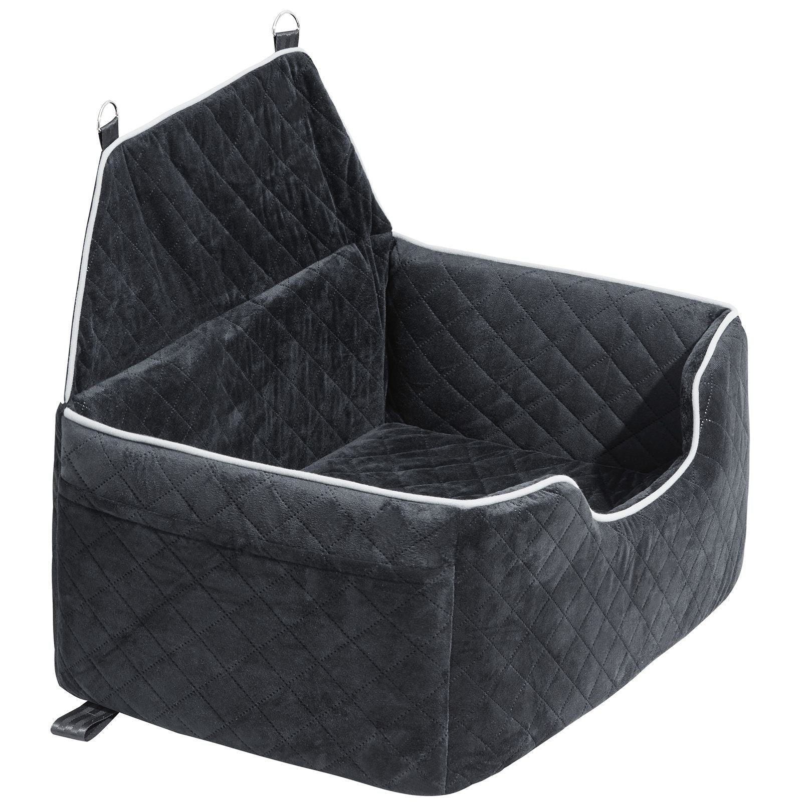 Dog Car Seat, Dog Booster Seat for Car with A Storage Pocket, Pet Car Seat with Clip - On Safety Leash, Sponge Filling, Dog Car Bed for Medium & Large Dog up to 55 lbs, Black - DelightsDownSouth