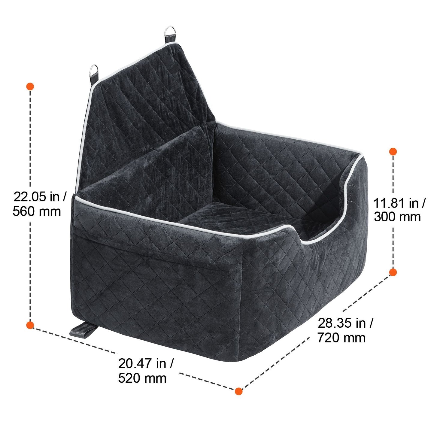 Dog Car Seat, Dog Booster Seat for Car with A Storage Pocket, Pet Car Seat with Clip - On Safety Leash, Sponge Filling, Dog Car Bed for Medium & Large Dog up to 55 lbs, Black - DelightsDownSouth