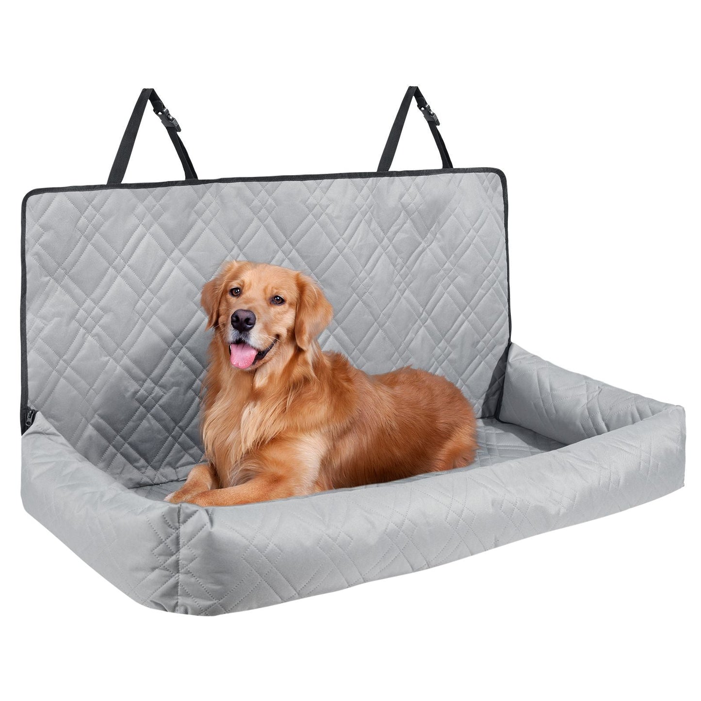 Dog Car Seat, Waterproof Dog Booster Seat for Car, Pet Car Seat with Clip - On Safety Leash, PP Cotton Filling, Dog Car Bed for Medium & Large Dog up to 100 lbs, Gray - DelightsDownSouth