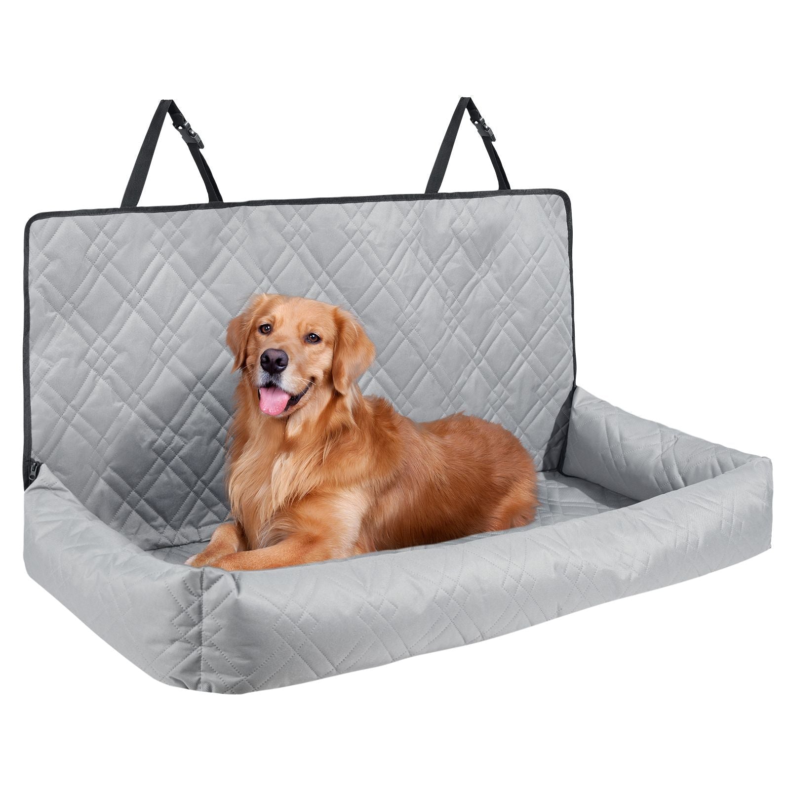Dog Car Seat, Waterproof Dog Booster Seat for Car, Pet Car Seat with Clip - On Safety Leash, PP Cotton Filling, Dog Car Bed for Medium & Large Dog up to 100 lbs, Gray - DelightsDownSouth